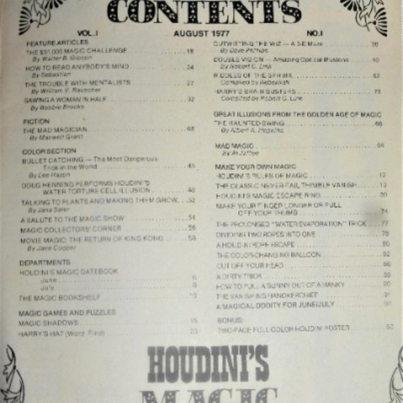 1977 HOUDINI'S MAGIC MAGAZINE  Magician Book Magic Tricks Stage Show Performance - Picture 9 of 9